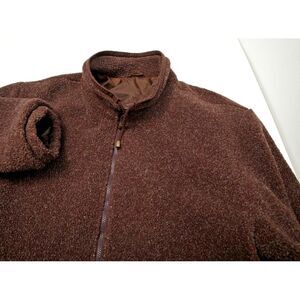 Carlo Briani Jacket Mens 2XL Brown Sherpa Thick Fleece Full Zip 3/4 Sleeves
